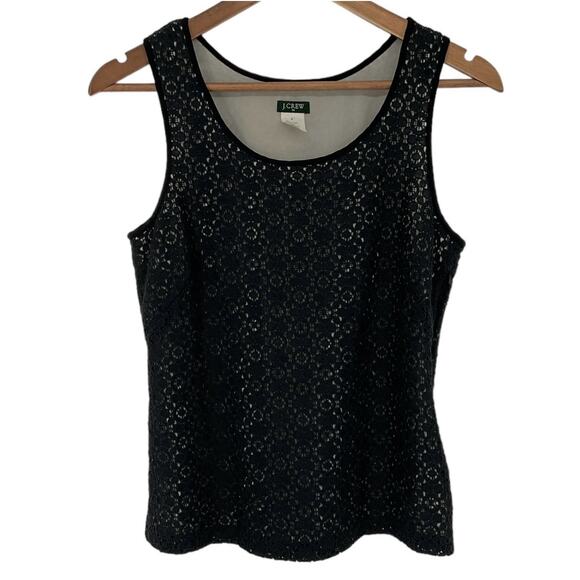 J CREW Black Lace Overlay Lined Sleeveless Blouse Size 0 Feminine Timeless - Picture 1 of 4